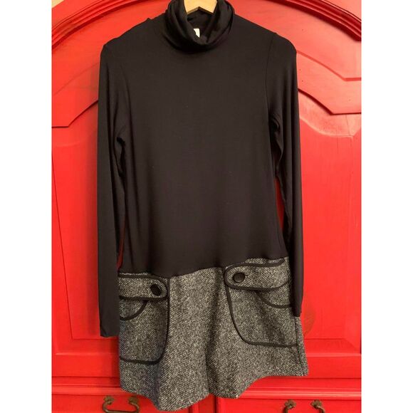 Bailey/44 Size Medium Dress Mod Style Turtle Neck Herringbone Plaid Skirt EUC - Picture 1 of 3
